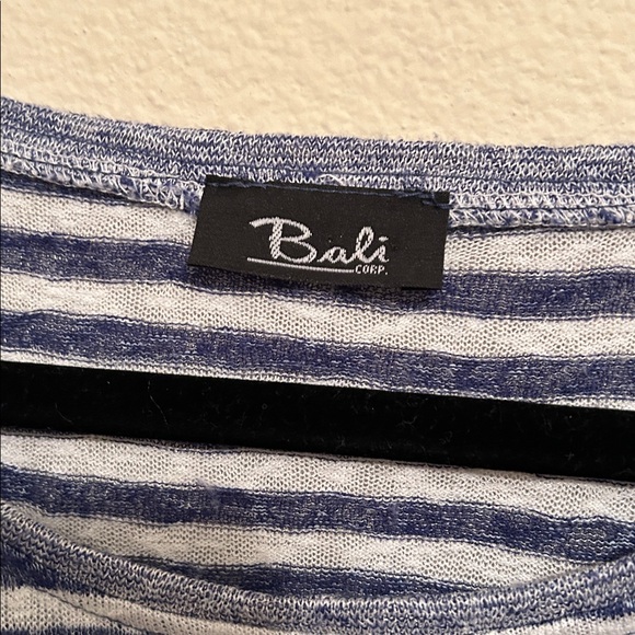 Bali Navy and White Striped Tie-Front Tee - Picture 2 of 2